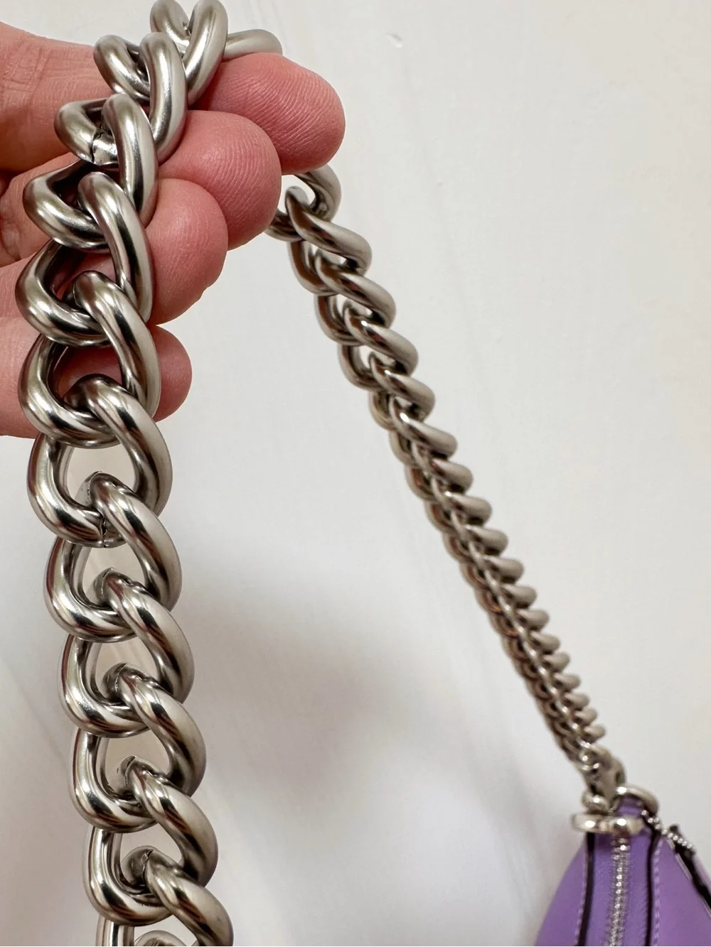 Coach Charlotte Shoulder Bag Iris Purple Pebbled Leather Chain Strap‎ NWT